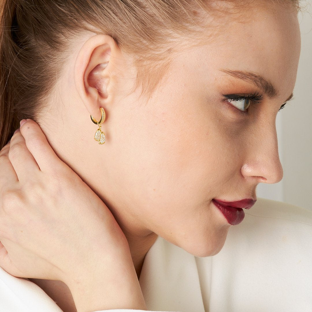 Baby Footprint Earrings with Stones - 925 Silver