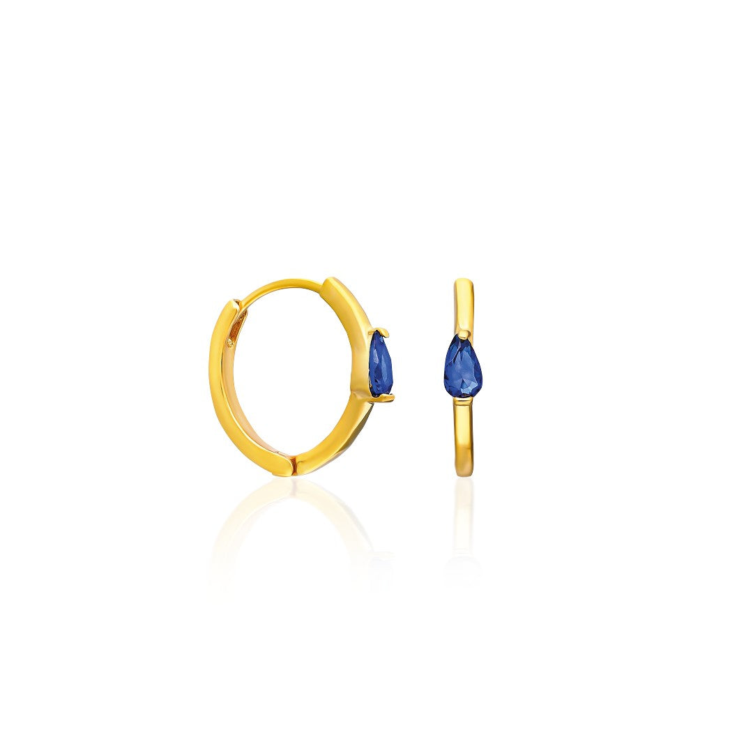 Navy Blue Stone Drop Earrings - 925 SILVER