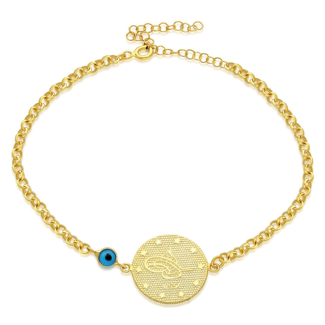 Evil Eye Tughra Chain Bracelet - 925 SILVER