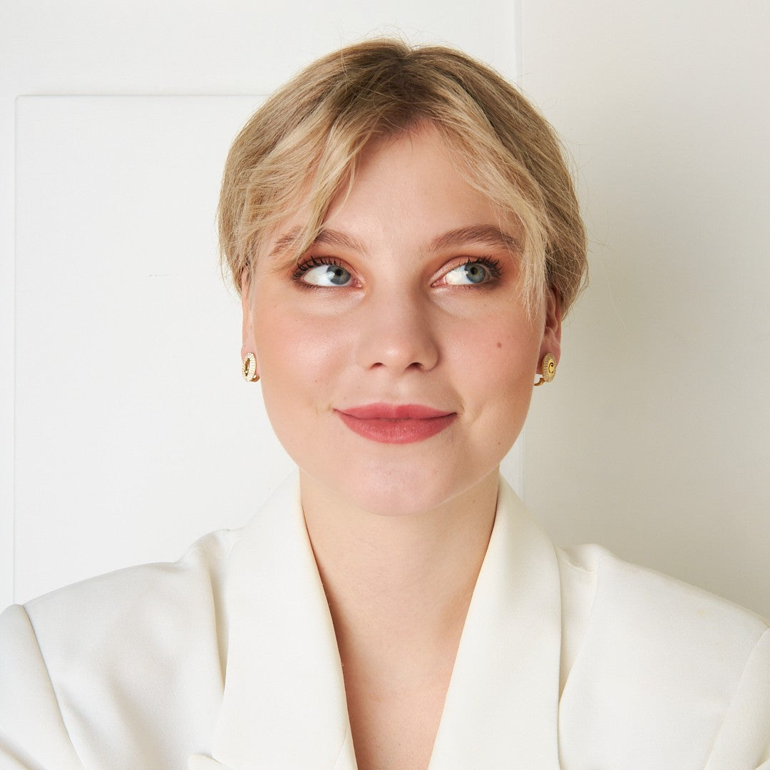 Oval Earrings with Two Rows of Stones - 925 SILVER