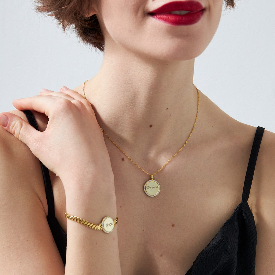 Named Stone Plate Set - 925 SILVER