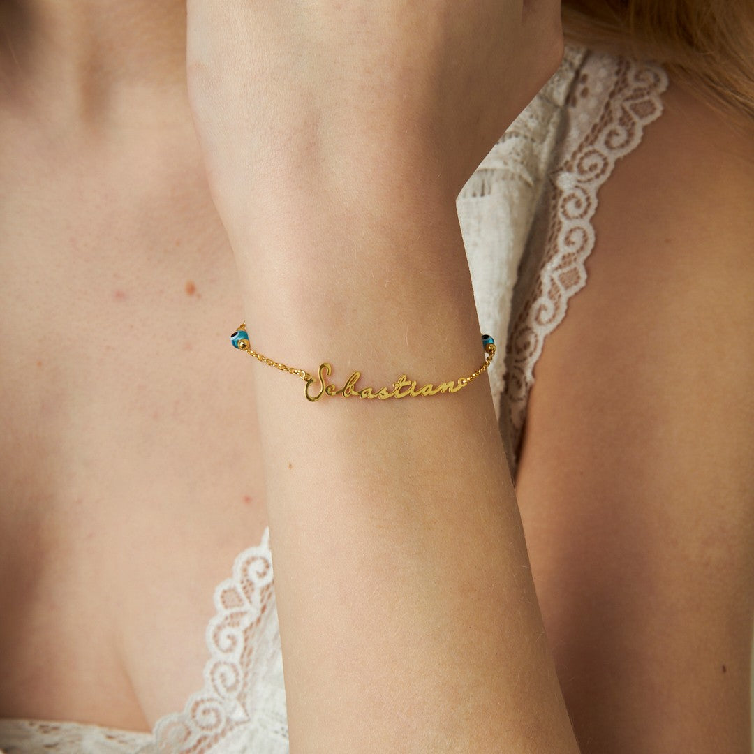 Evil Eye Name Bracelet - 925 Silver
