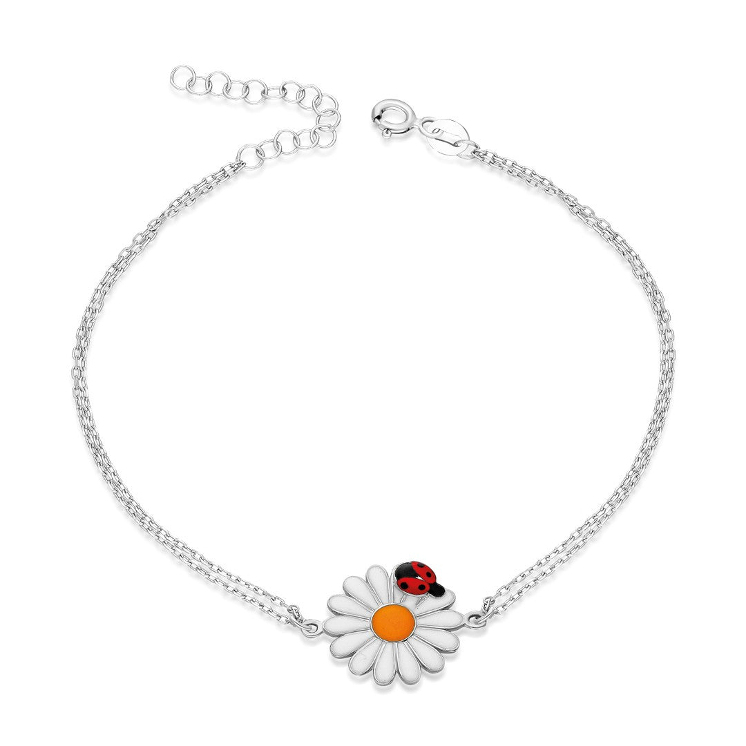 Ladybug Daisy Bracelet - 925 Silver