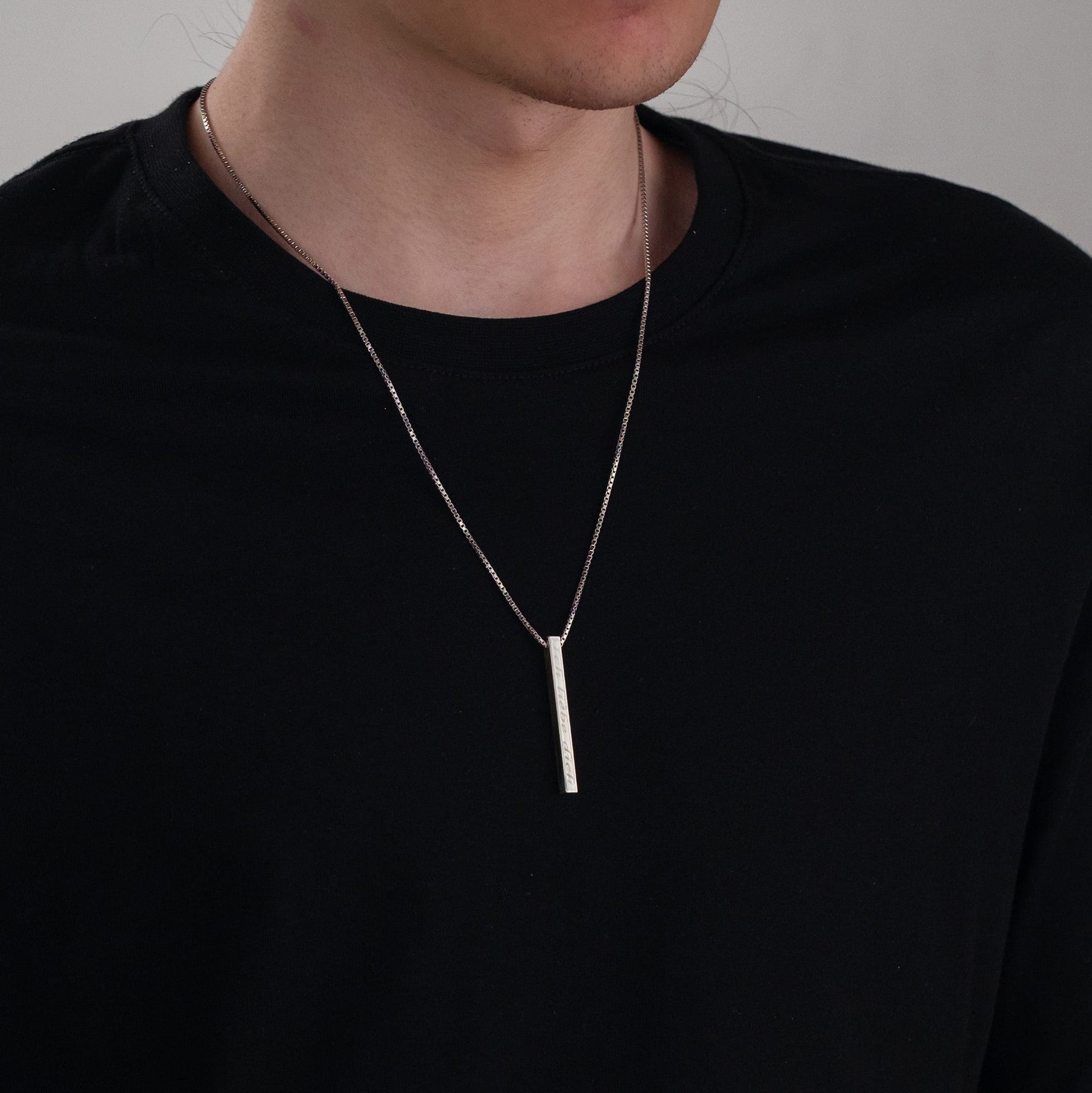 Rectangular bar necklace with name written - 925 SILVER