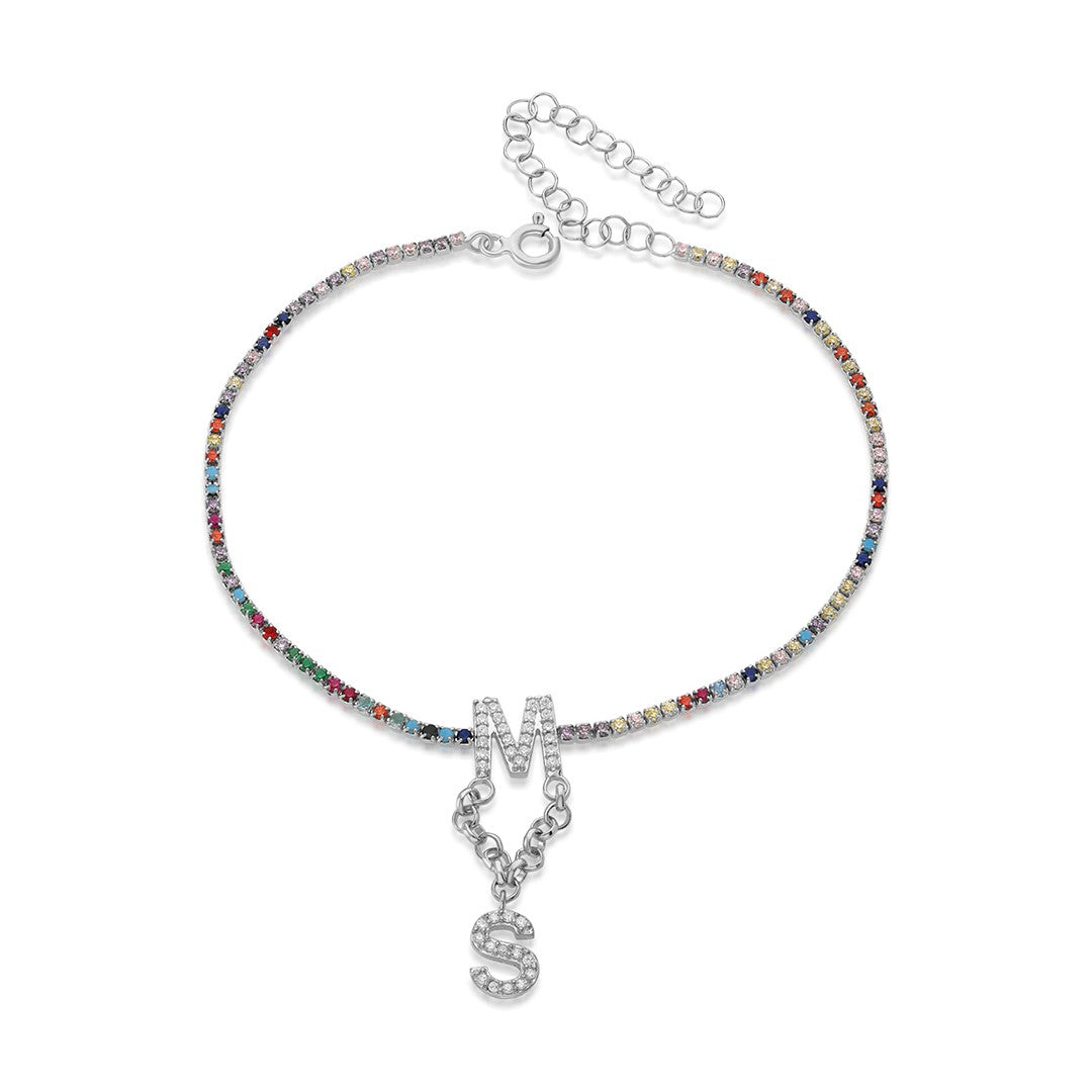 Colorful Waterway Letter Bracelet - 925 SILVER