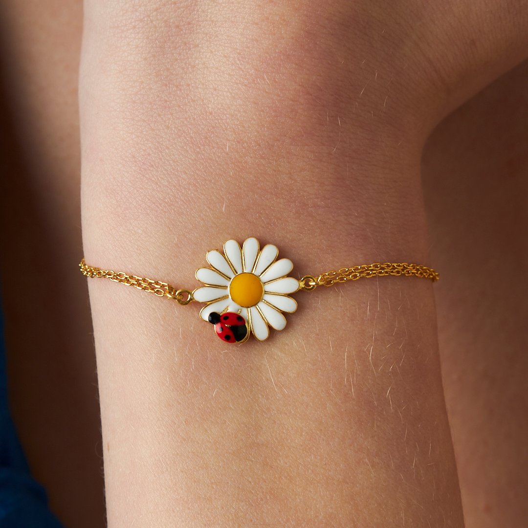 Ladybug Daisy Bracelet - 925 Silver