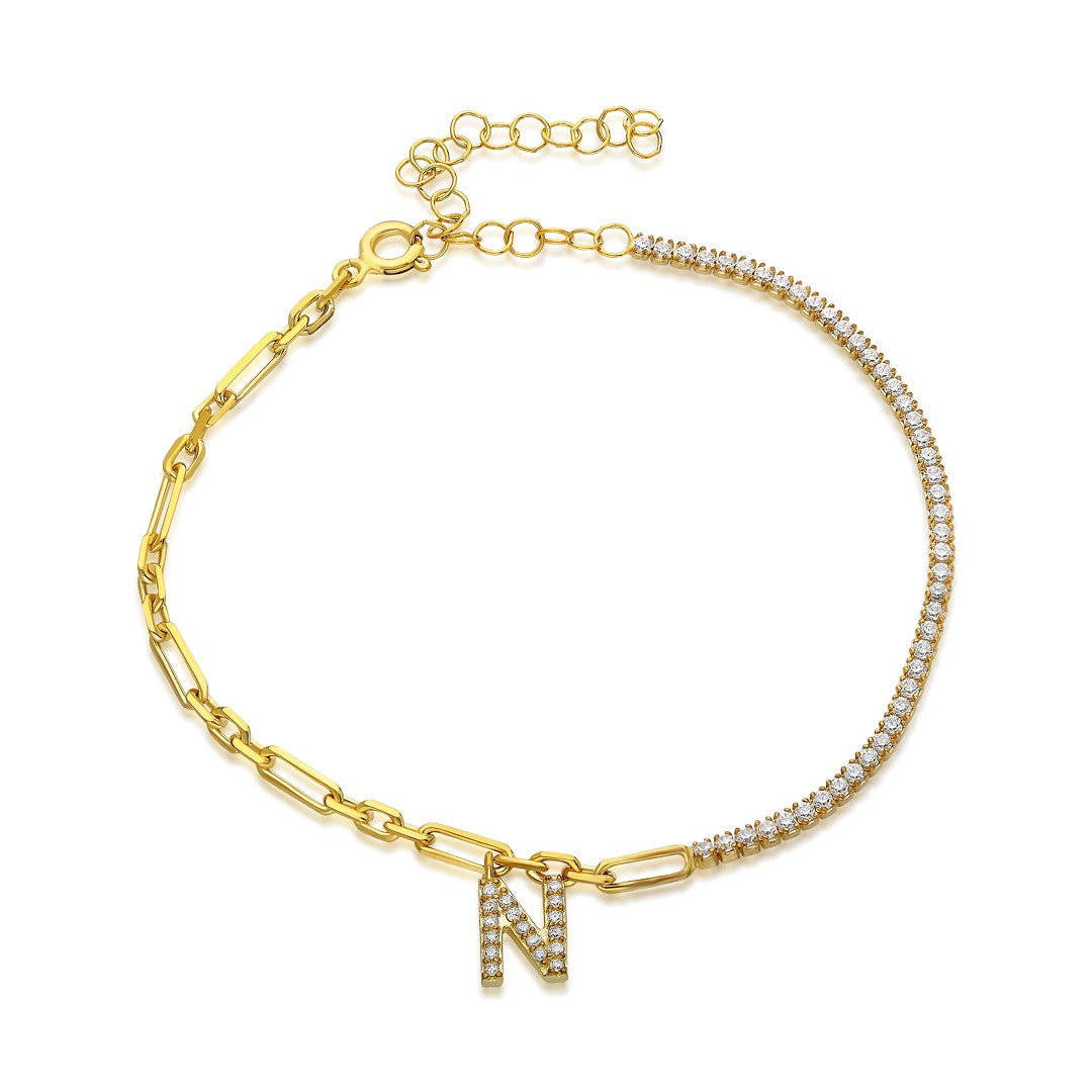 Lettered Chain Waterway Bracelet - 925 SILVER