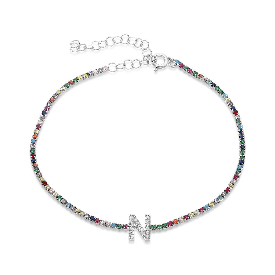 Colorful Waterways Bracelet with Stones and Letters - 925 SILVER