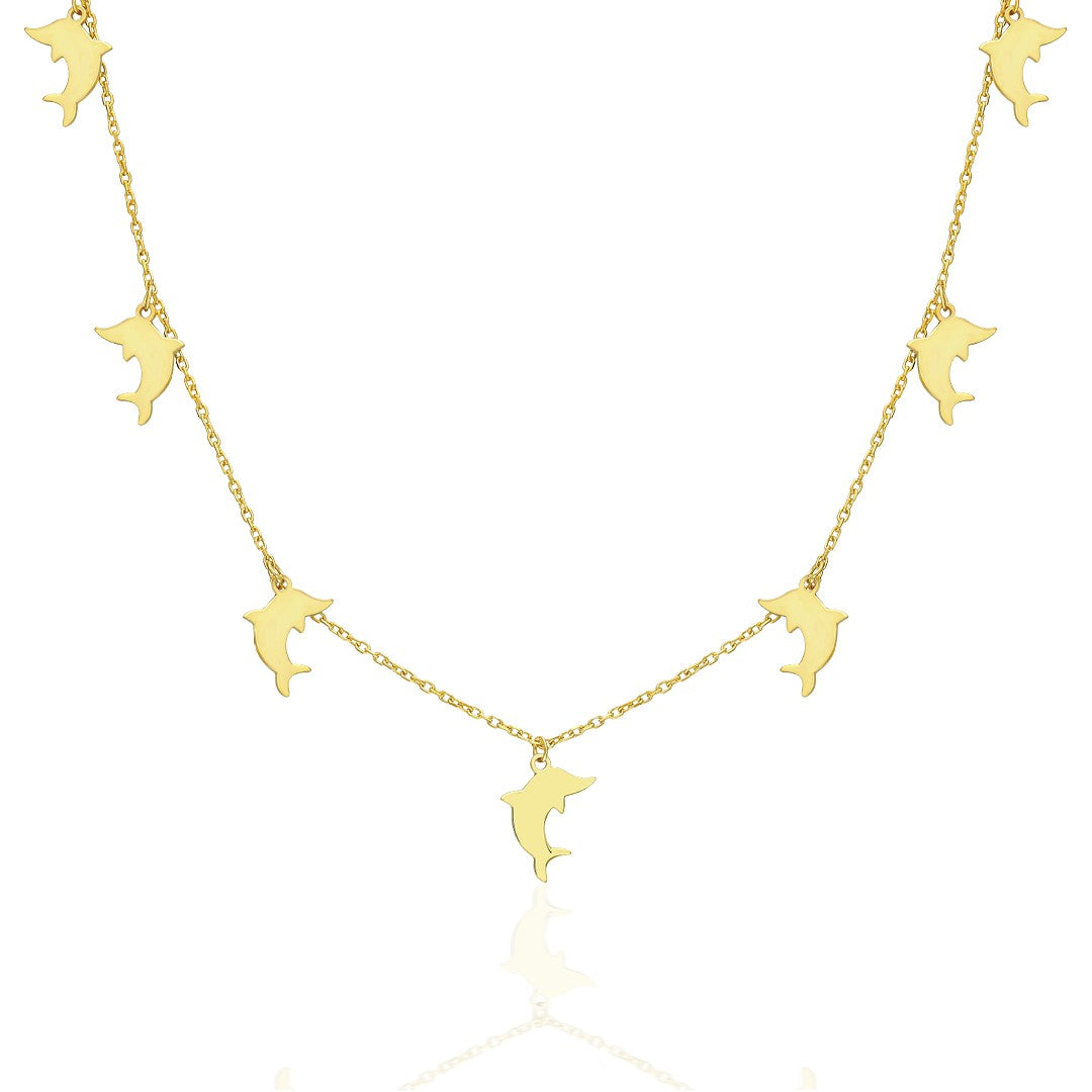 Row Dolphin Necklace - 925 SILVER