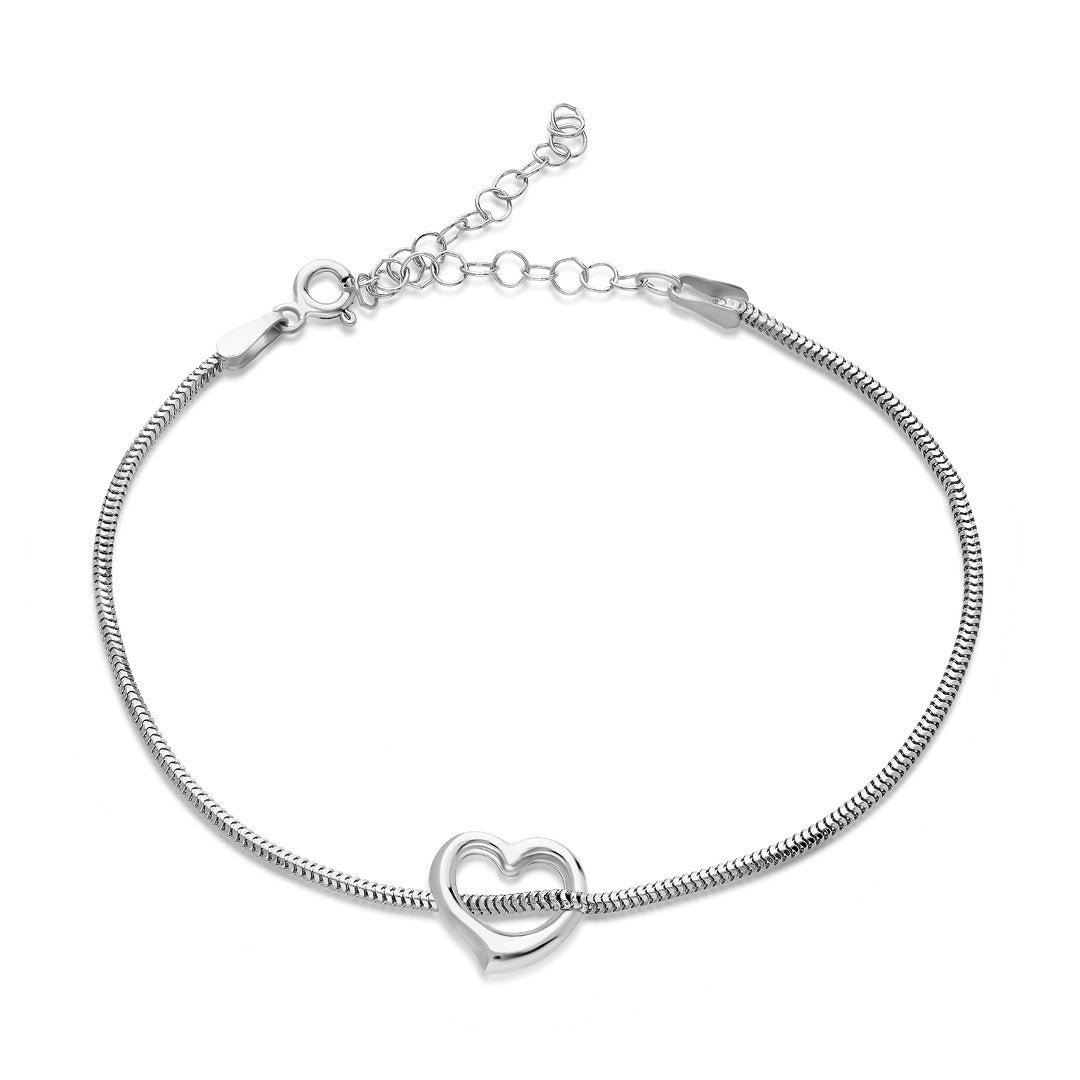 Tondo Chain Curved Heart Bracelet - 925 SILVER