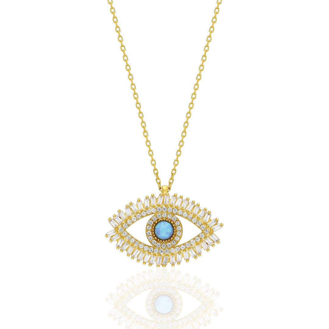 Baguette Stone Eye Necklace - 925 SILVER