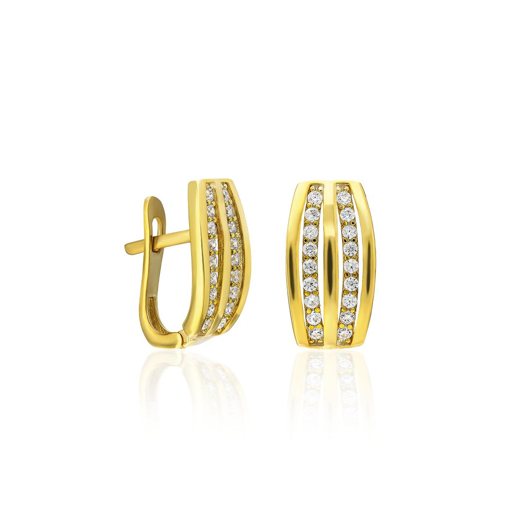 Double Row Stone Earrings - 925 SILVER