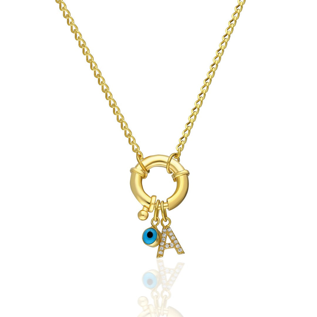 Evil Eye Letter Necklace - 925 Silver