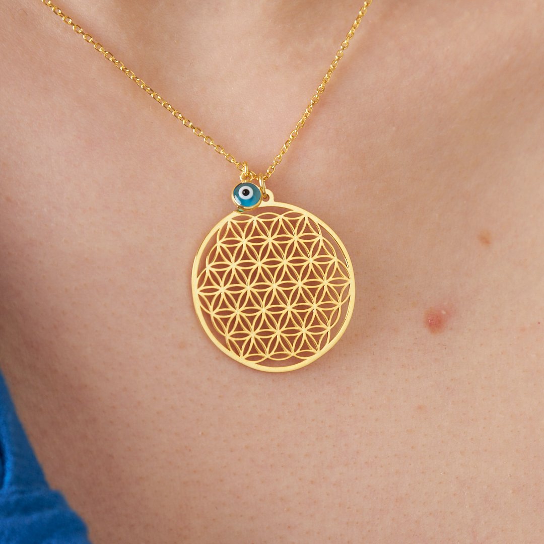 Evil Eye Flower of Life Set - 925 SILVER