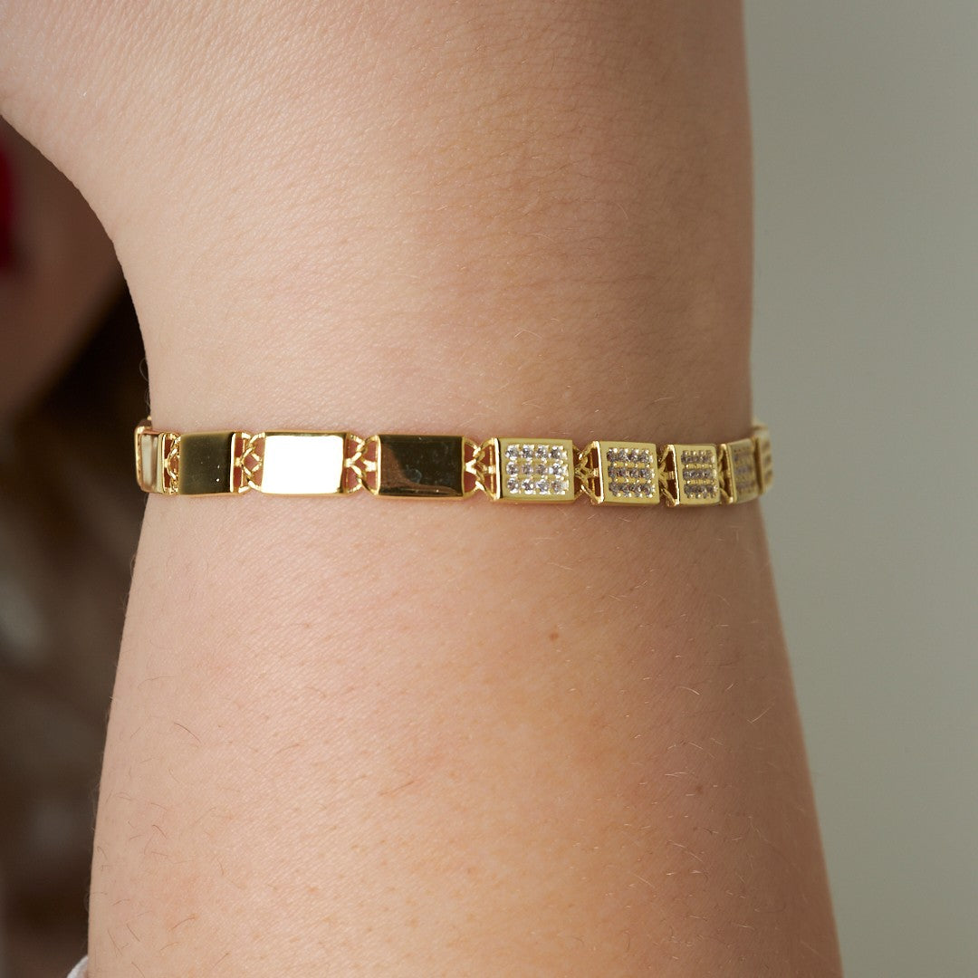 Rectangular Bracelet with Stones - 925 Silver