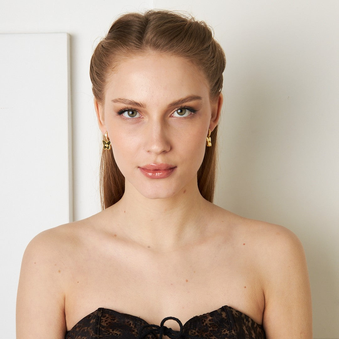 Single Stone Butterfly Earring - 925 SILVER