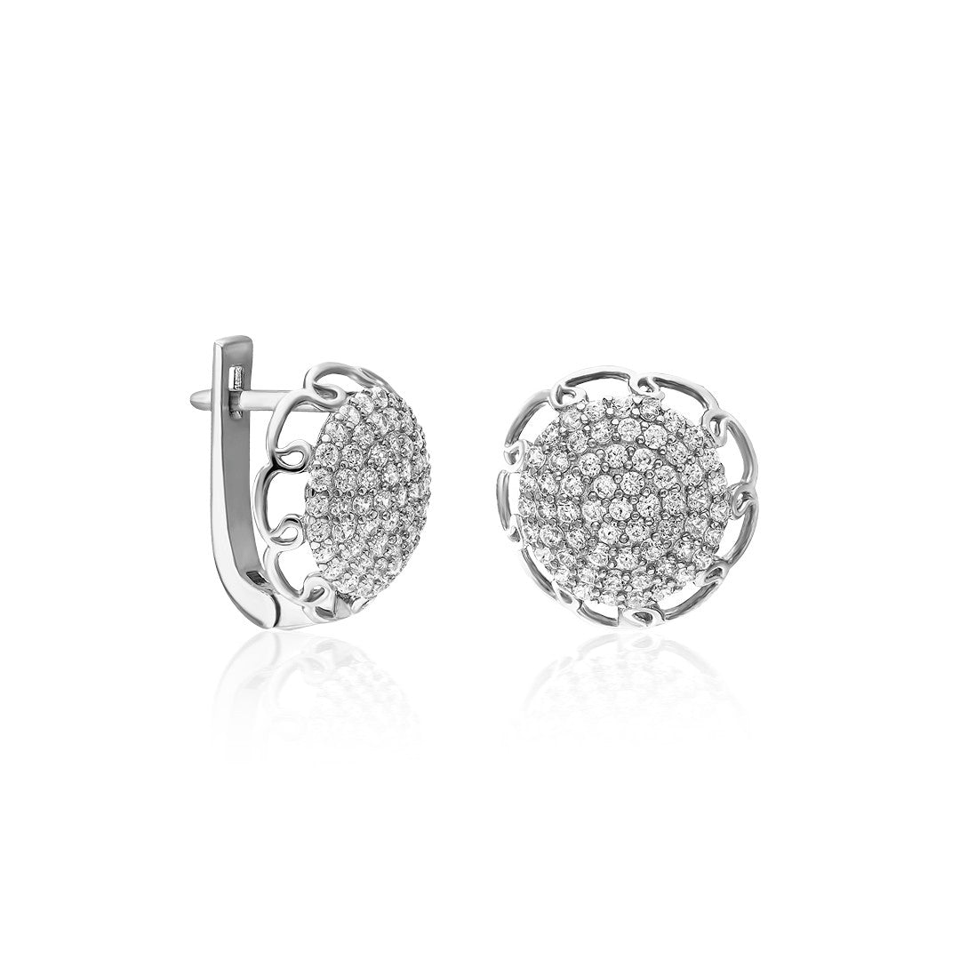 Minimal Stone Flower of Life Earrings - 925 SILVER