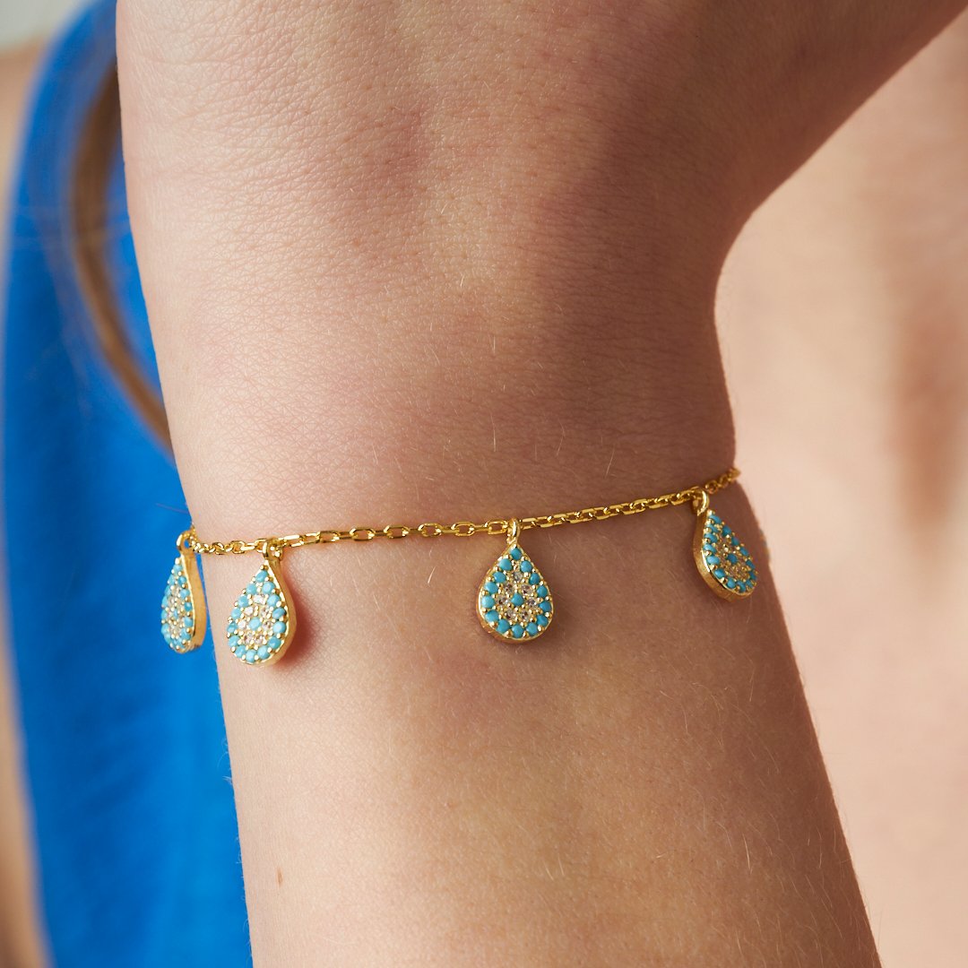 Colorful Stone Drop Bracelet - 925 SILVER