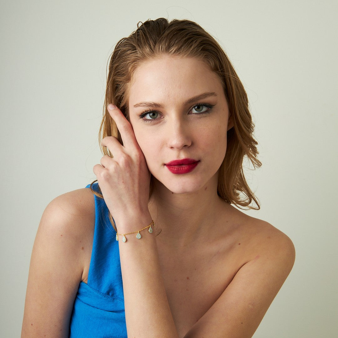 Colorful Stone Drop Bracelet - 925 SILVER