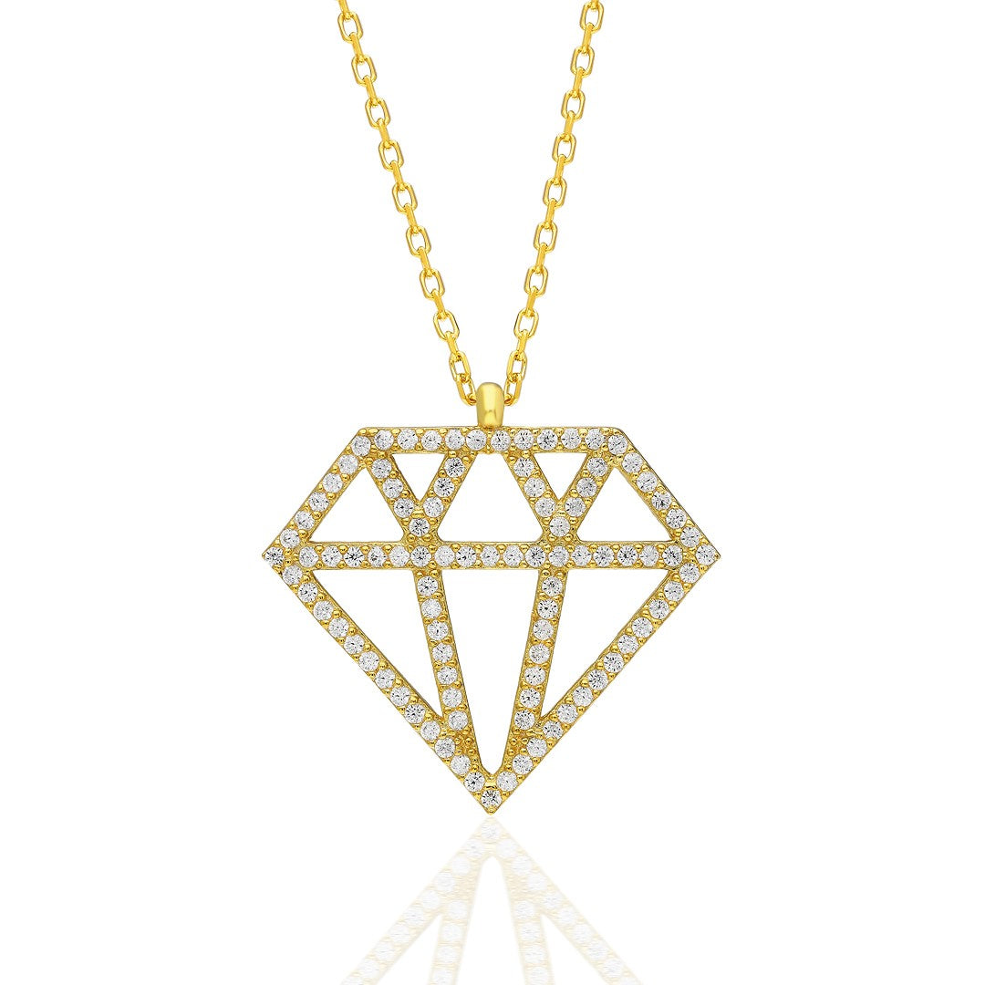 Diamond Design Necklace - 925 SILVER