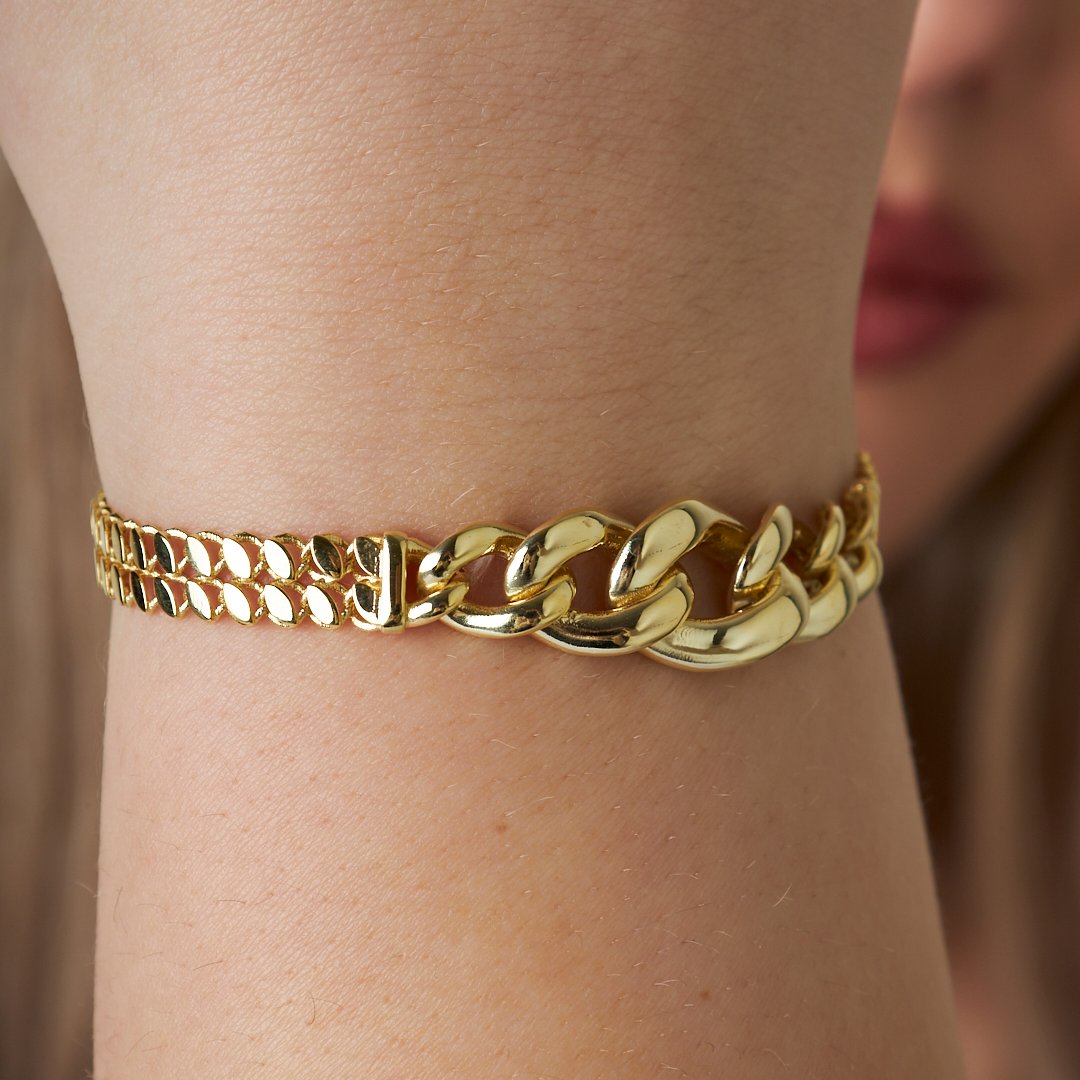 Thick Sequined Belt Bracelet - 925 SILVER