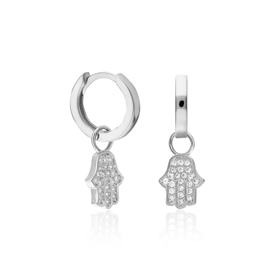 Fatma hand earring with stones - 925 SILVER