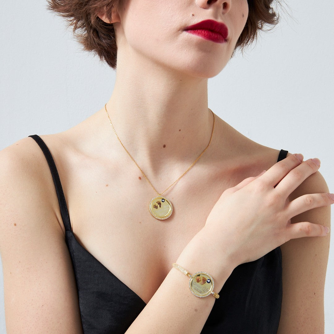 Newborn Set with Stone Plate - 925 SILVER