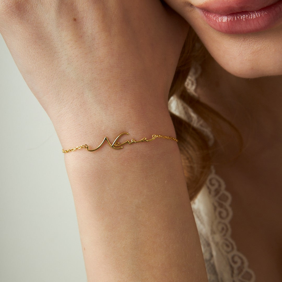 Signed Modern Name Bracelet - 925 SILVER