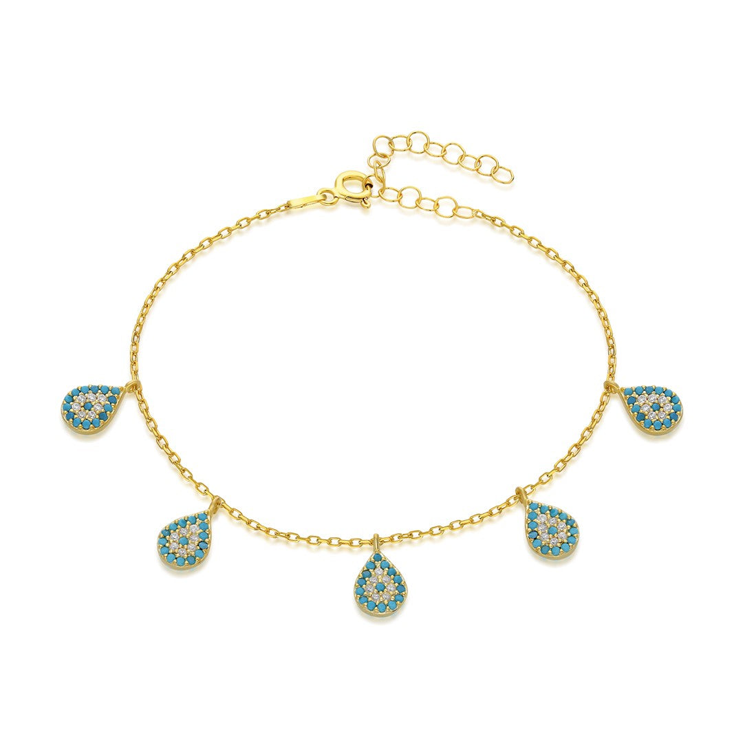 Colorful Stone Drop Bracelet - 925 SILVER