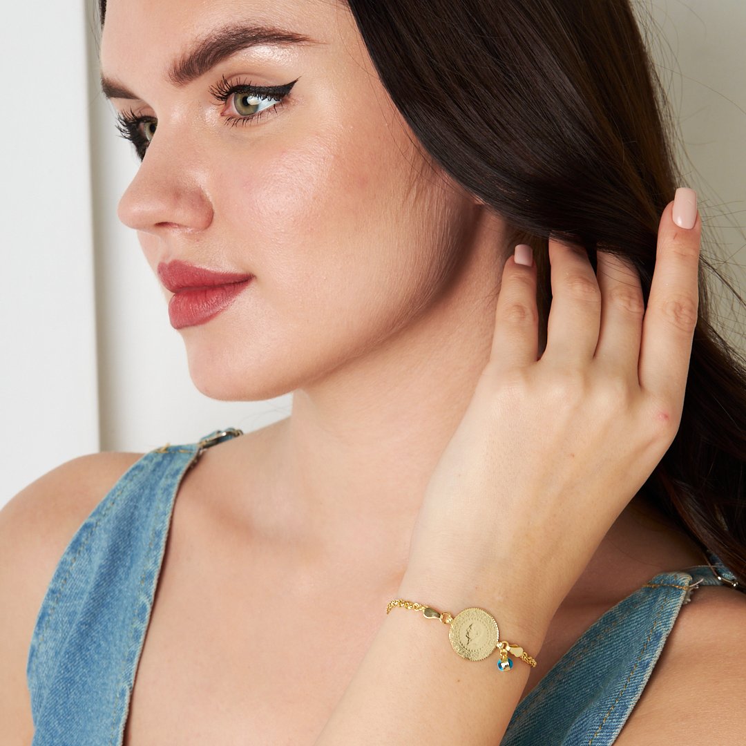 Evil Eye Quarter Twist Chain Bracelet - 925 SILVER