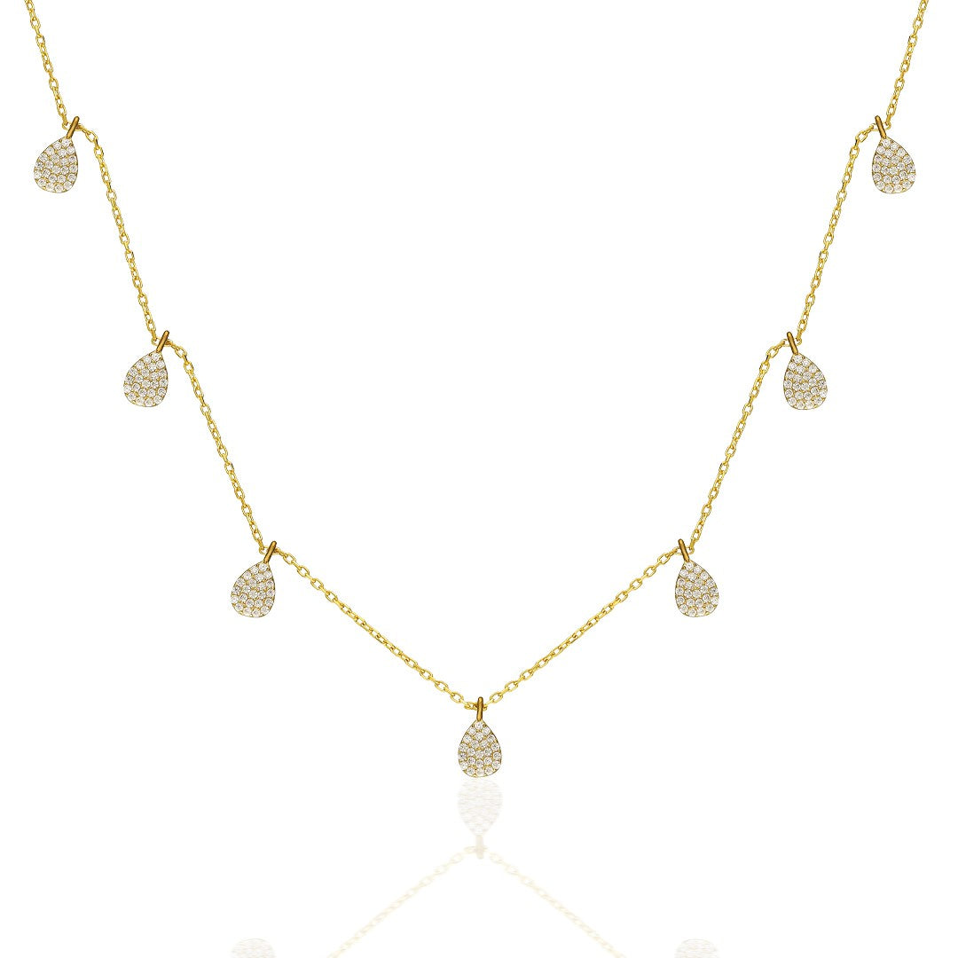 Teardrop Plate Necklace - 925 SILVER