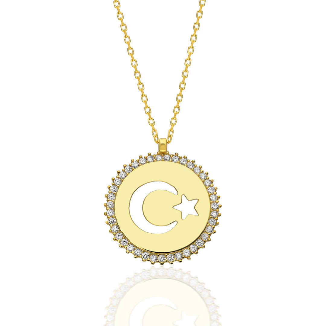 Plate Moon and Star Necklace - 925 SILVER