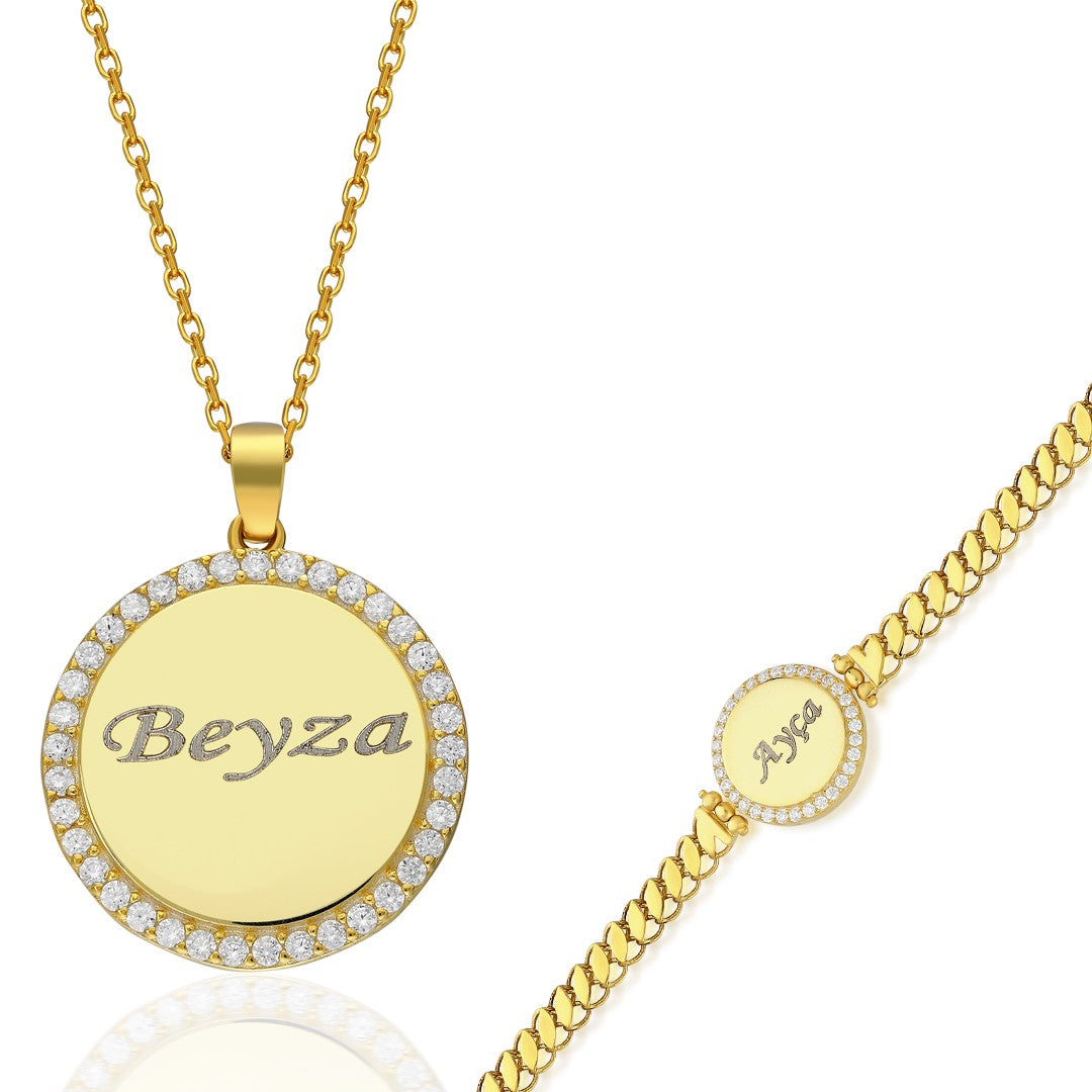 Named Stone Plate Set - 925 SILVER