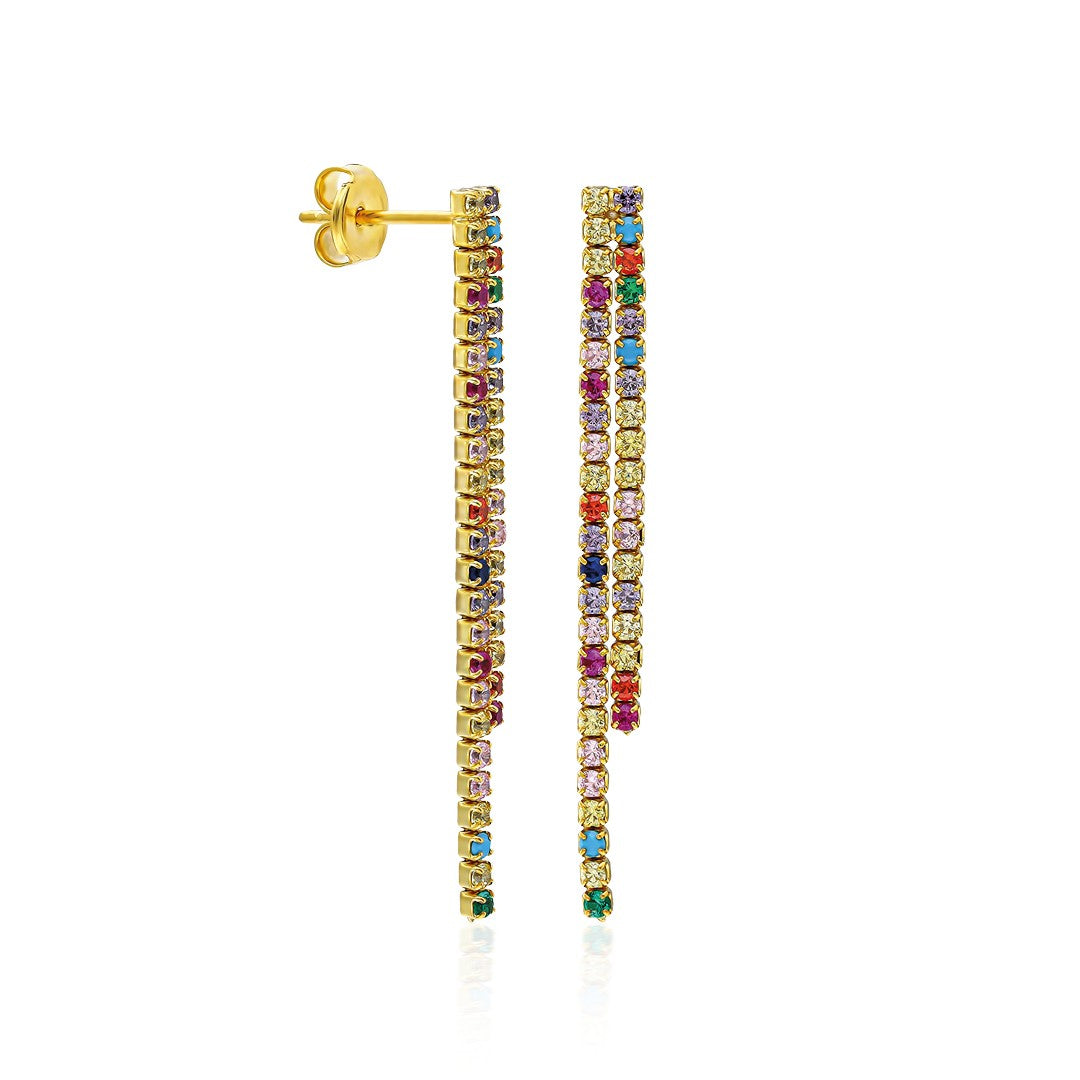 Colorful Stone Waterway Earring - 925 SILVER