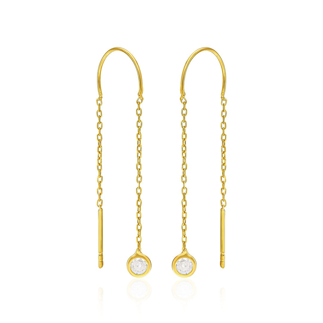 Hanging Zircon Chain Earrings - 925 SILVER