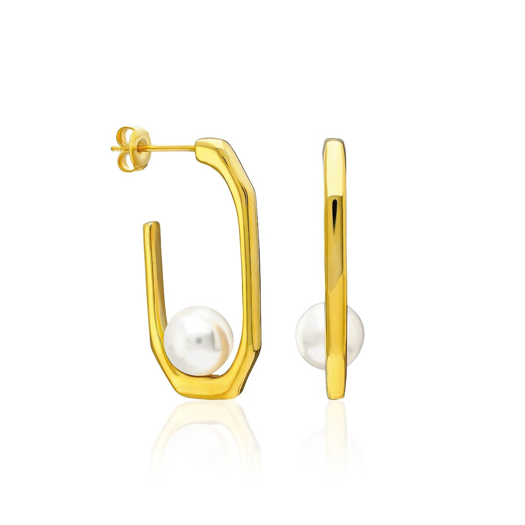 Half Round Pearl Earrings - 925 SILVER