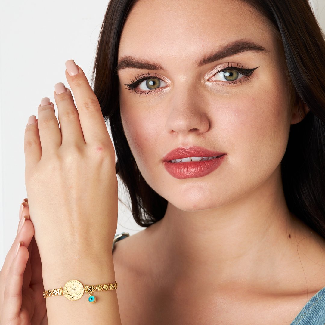 Four Leaf Clover Chain Evil Eye Bracelet - 925 SILVER