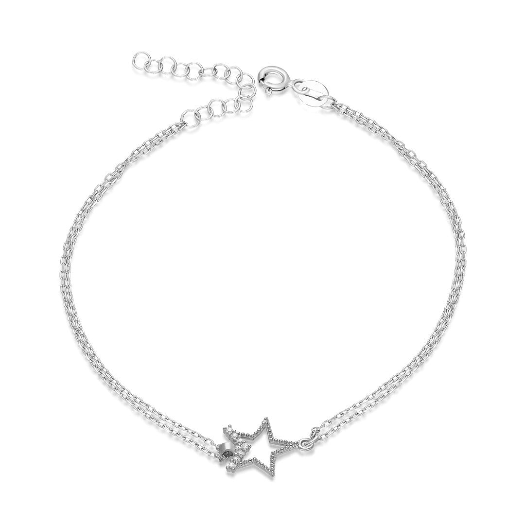 STERN MIT DOPPEL KETTEN ARMBAND | 925 SILBER