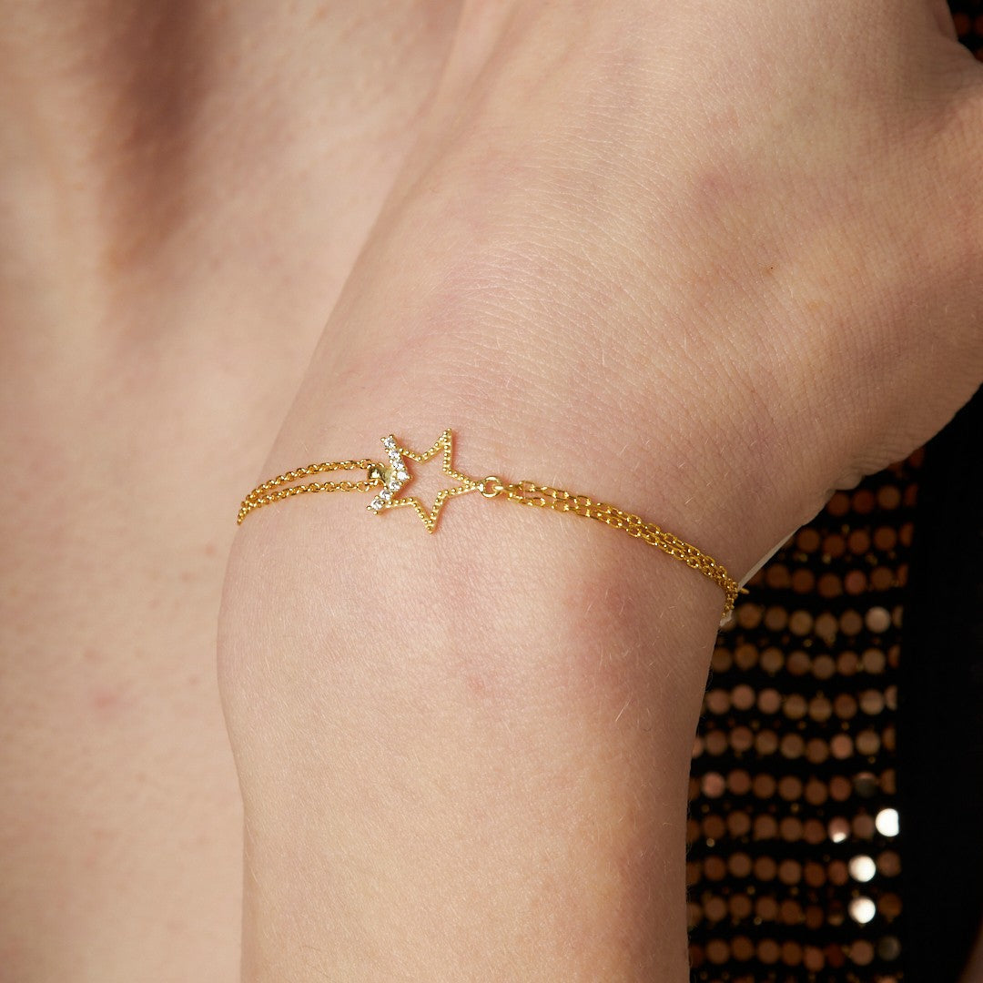 STERN MIT DOPPEL KETTEN ARMBAND | 925 SILBER