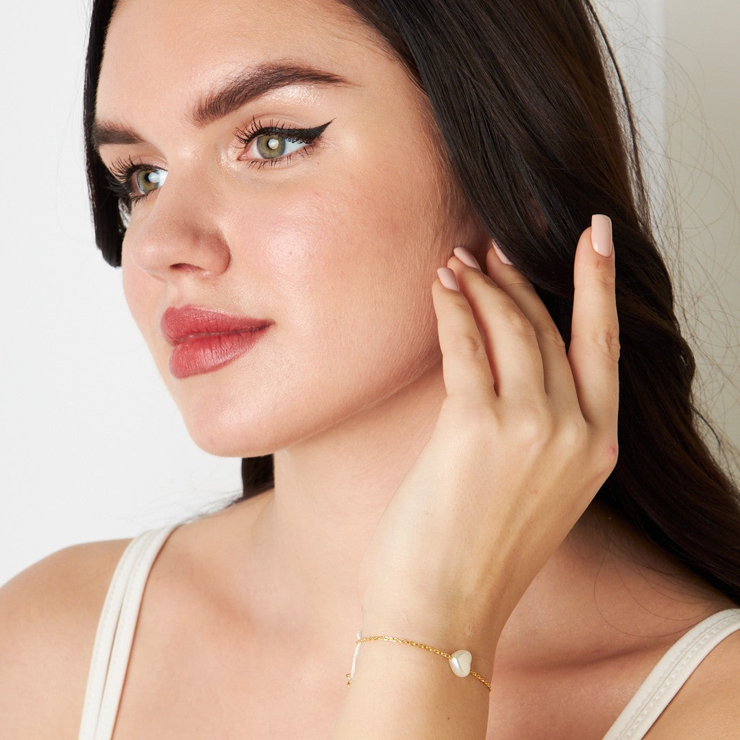 White Heart Bracelet - 925 SILVER