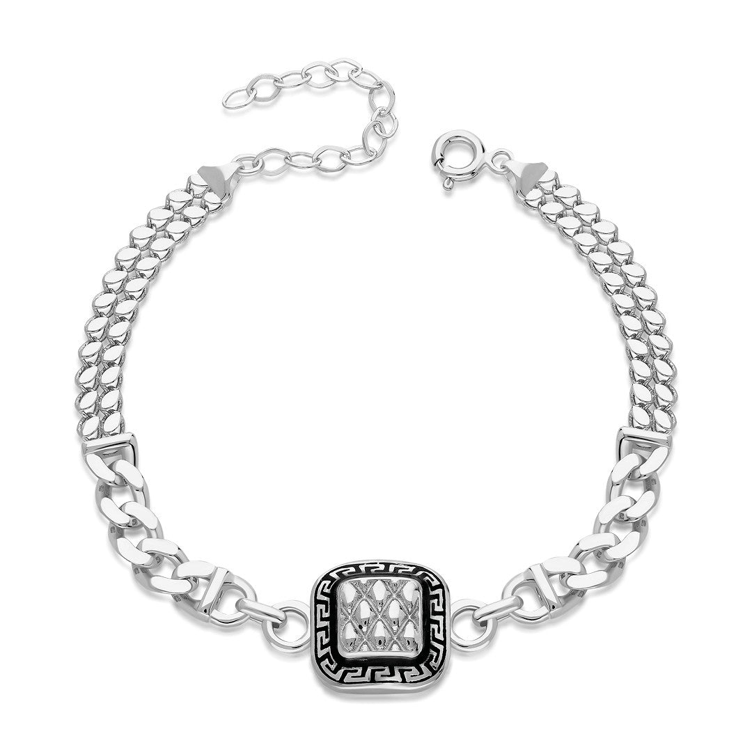 Colorful Square Double Chain Bracelet - 925 SILVER