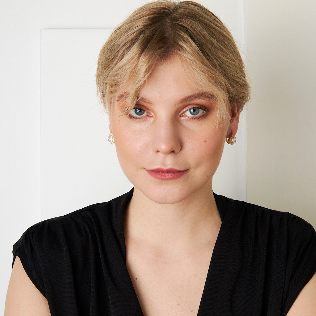 Teardrop stone diamond earrings - 925 SILVER