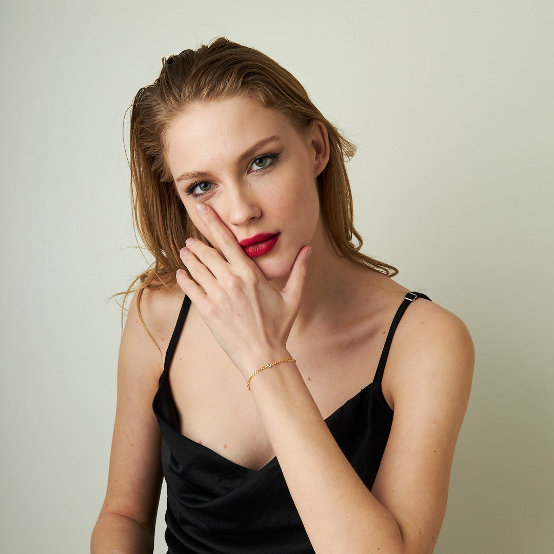 Small Stone Chain Bracelet - 925 SILVER