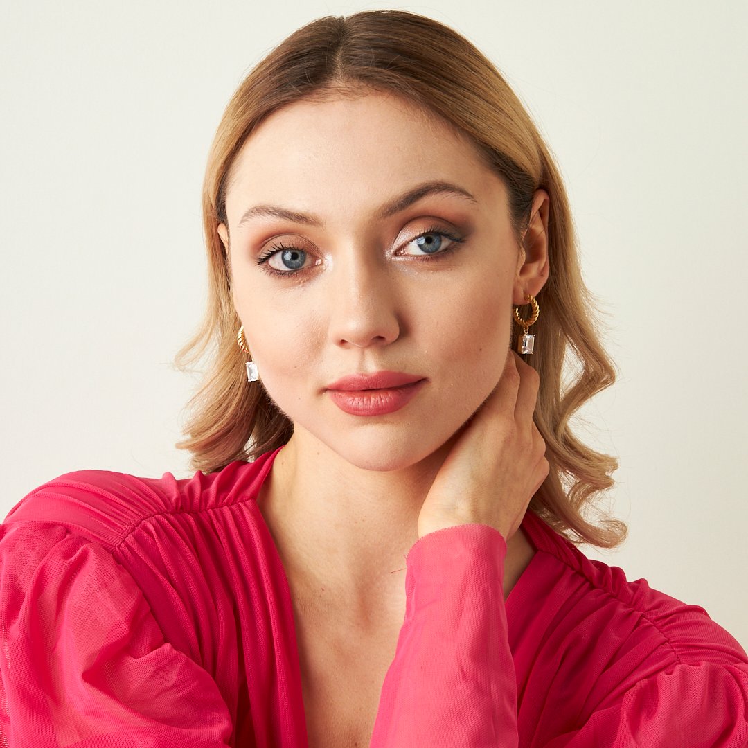 Large Stone Rectangular Baguette Earrings - 925 SILVER