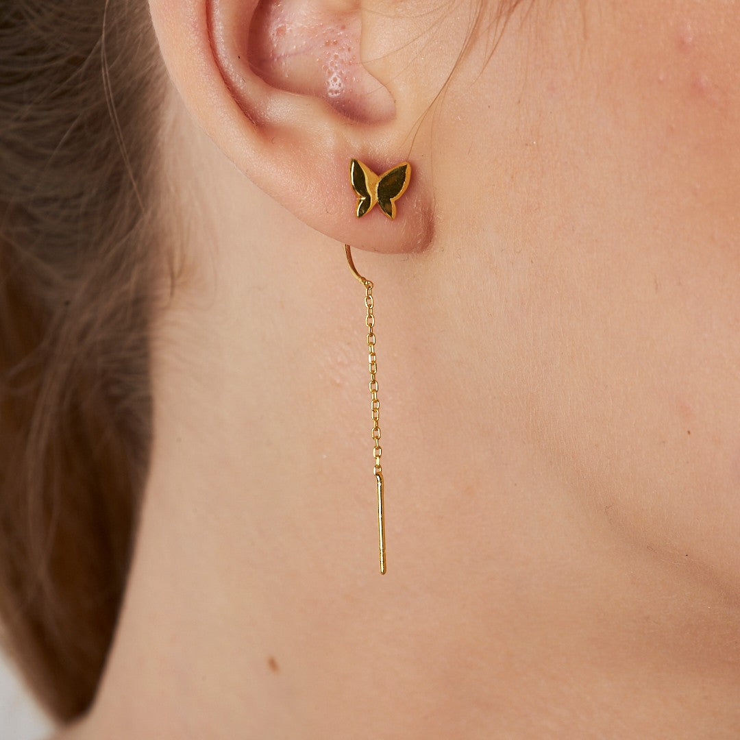 Simple Butterfly Chain Earrings - 925 SILVER