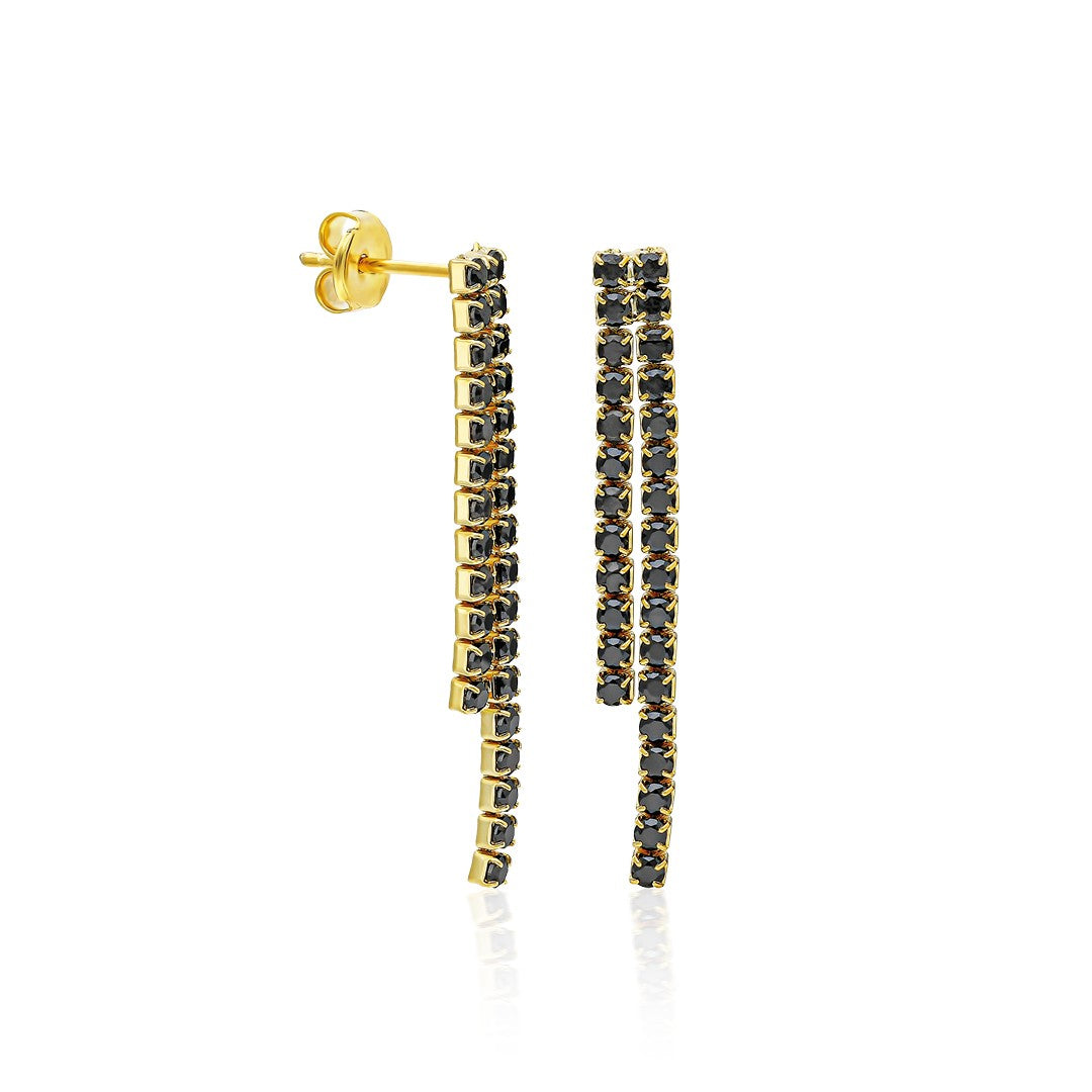 Black Stone Waterway Earring - 925 SILVER