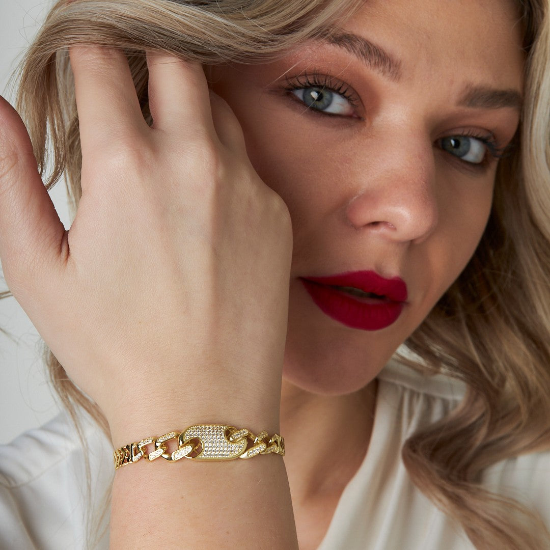 Chain Button Bracelet - 925 SILVER