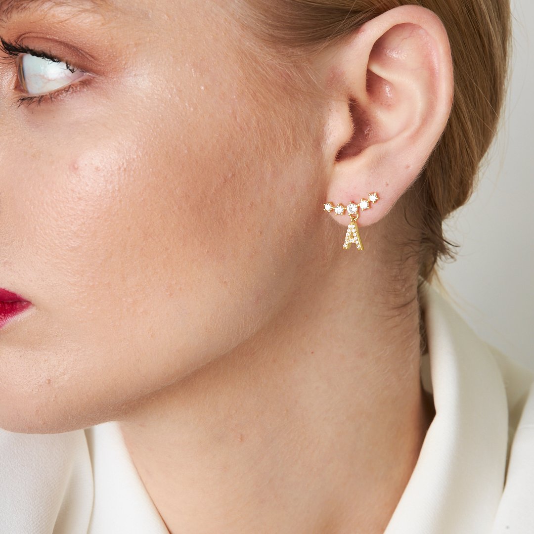 Glittering Stone Single Stone Earring - 925 SILVER