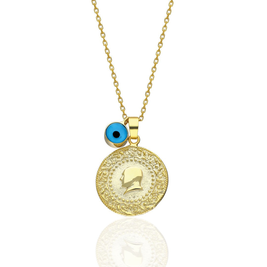 Evil Eye Quarter Necklace - 925 Silver