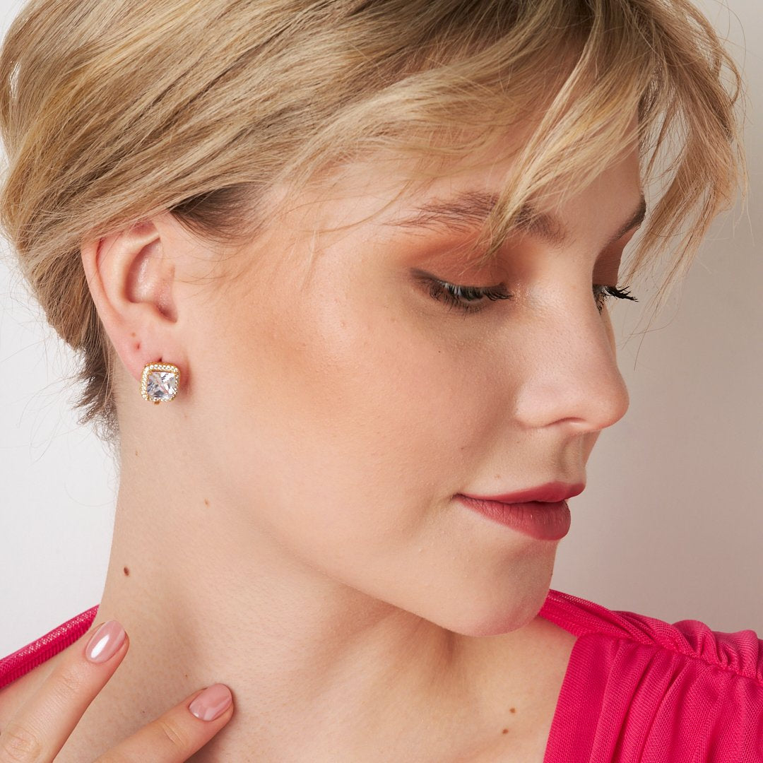 Baguette Zircon Single Stone Earring - 925 SILVER